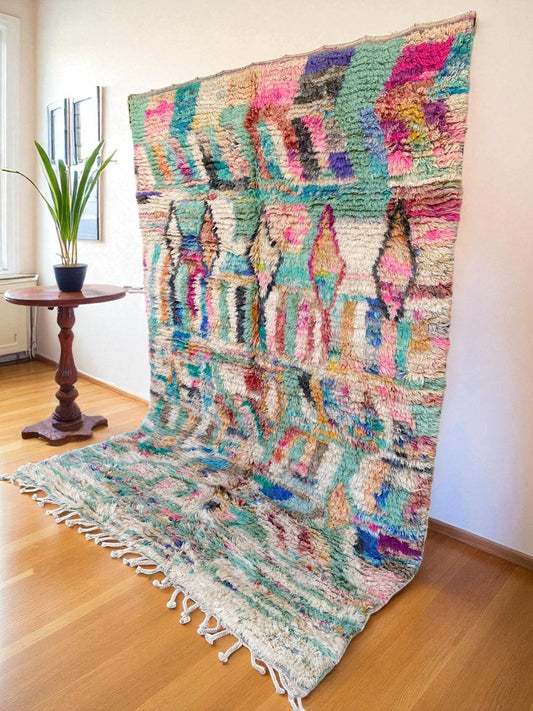 Vibrant Vintage Moroccan Boujaad Rug|customize your size| moroccan rug