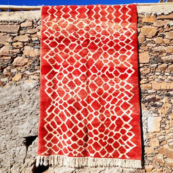 Red and White Dots|customize your size| moroccan rug