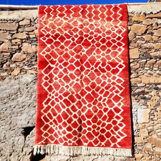 Red and White Dots|customize your size| moroccan rug