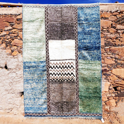 Blue and Green Stripes|customize your size| moroccan rug