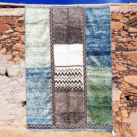 Blue and Green Stripes|customize your size| moroccan rug