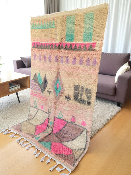 Vintage Moroccan Boujaad Rug|customize your size| moroccan rug
