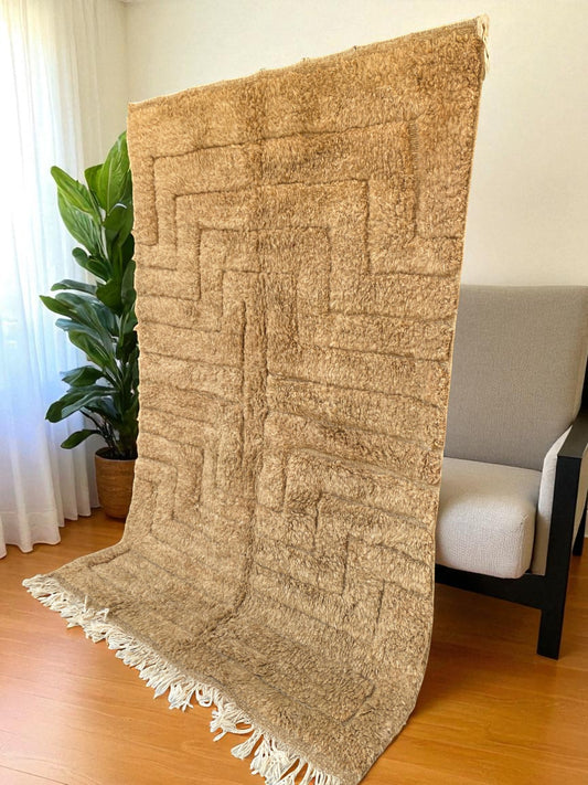 Natural Beige Mrirt Moroccan Wool Rug|customize your size| moroccan rug