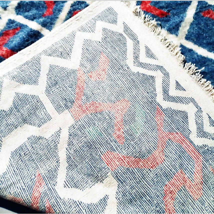 Cross Blue and Red|customize your size| moroccan rug