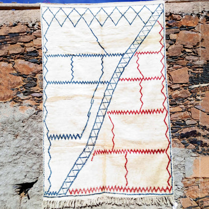 White, Red and Blue|customize your size| moroccan rug