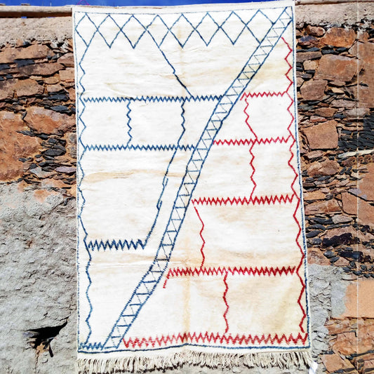 White, Red and Blue|customize your size| moroccan rug