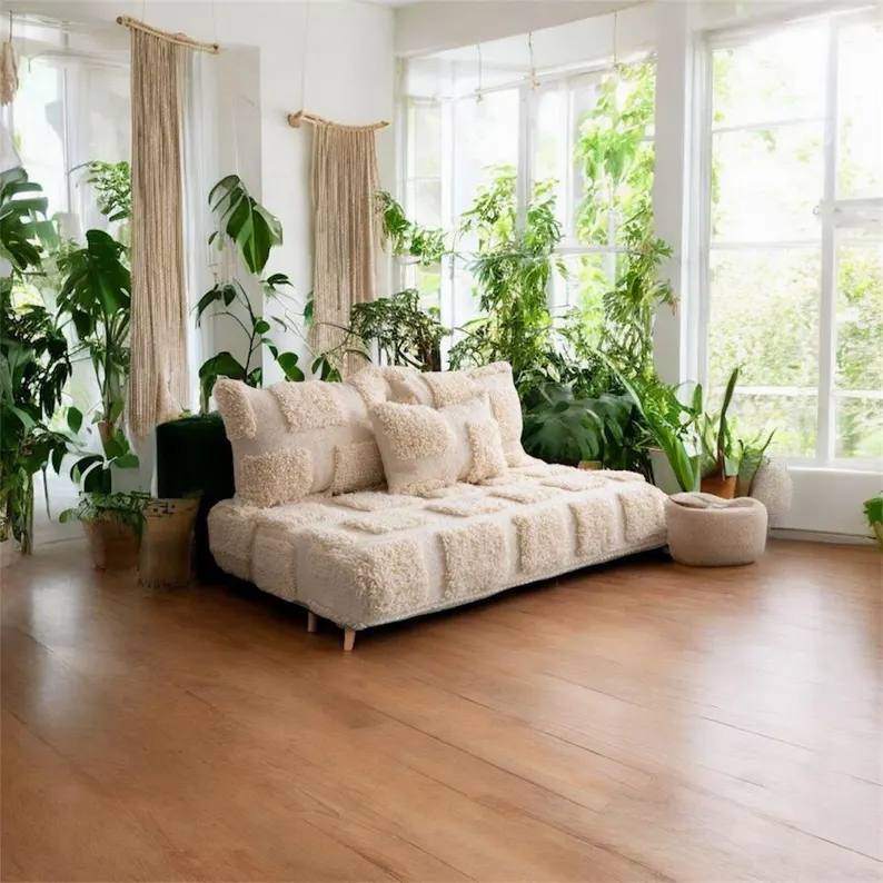 handmade Moroccan wool floor sofa