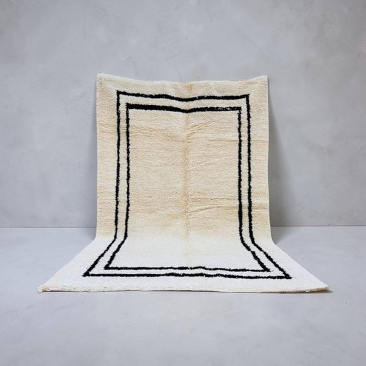 White and black rectangle carpet| soft wool |customize your size| moroccan rug