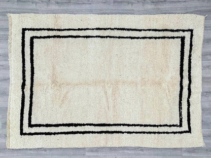 White and black rectangle carpet| soft wool |customize your size| moroccan rug