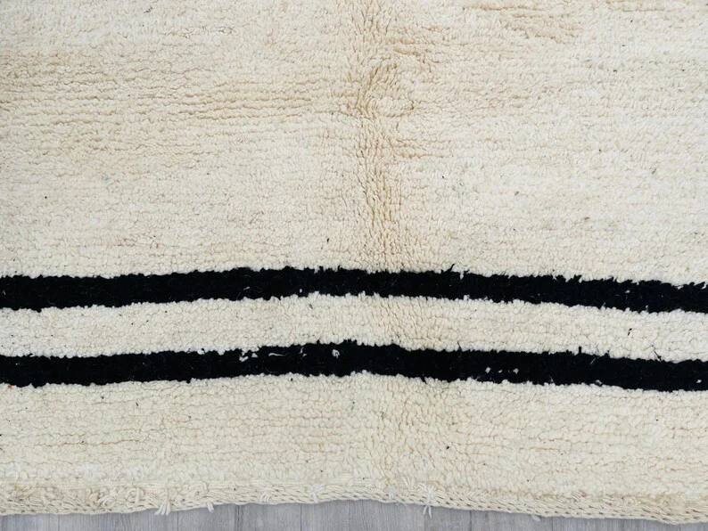 White and black rectangle carpet| soft wool |customize your size| moroccan rug