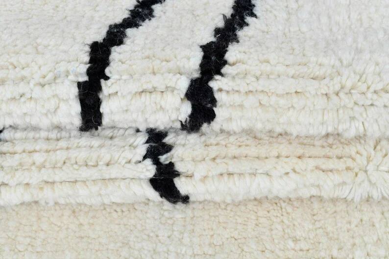white and black Mrirt carpet| soft wool |customize your size| moroccan rug
