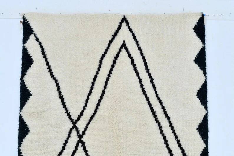 white and black Mrirt carpet| soft wool |customize your size| moroccan rug