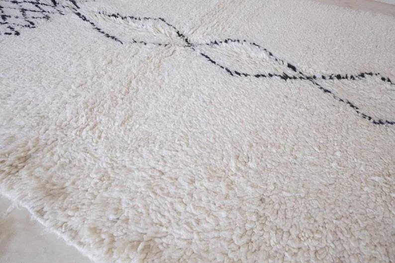 white and black Mrirt carpet| soft wool |customize your size| moroccan rug