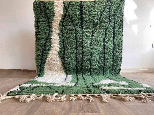 Green beni ouarine rug| moroccan rug