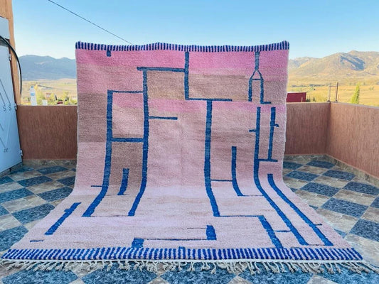 Pink/blue mrirt carpet| moroccan rug