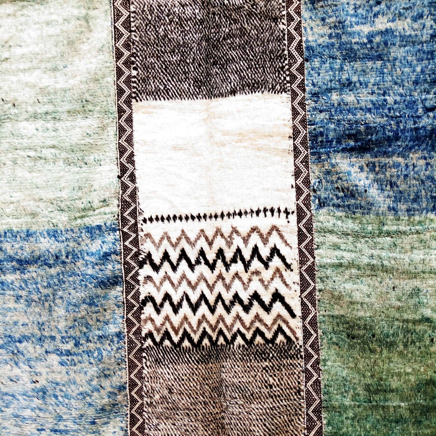 Blue and Green Stripes|customize your size| moroccan rug